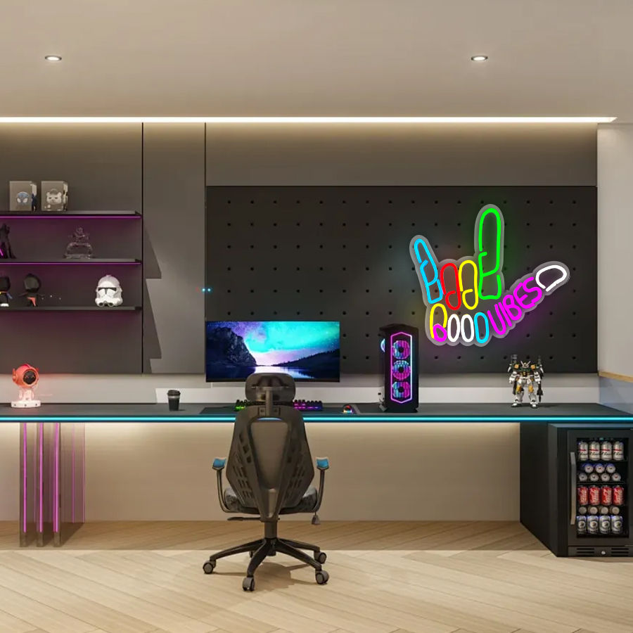 Letreiro Neon Good Vibes Peace - Party Games On Switch avaliação e preço